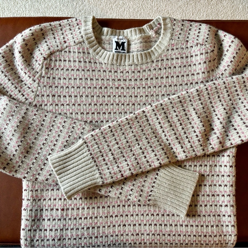 M by Missoni women’s Textured Beige and Pink Sweater